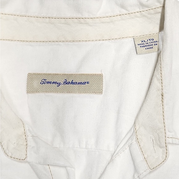 Tommy Bahama 100% Off White Linen Button Up Mens XL Smooth Sailing Short Sleeve - Picture 7 of 8